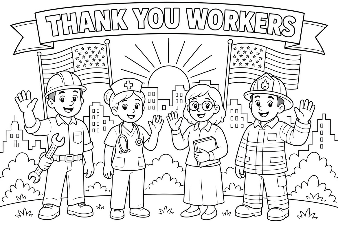 Free Printable Labor Day Coloring Sheets 2026 4 Free Printable Labor Day Coloring Sheets 2026 (4)