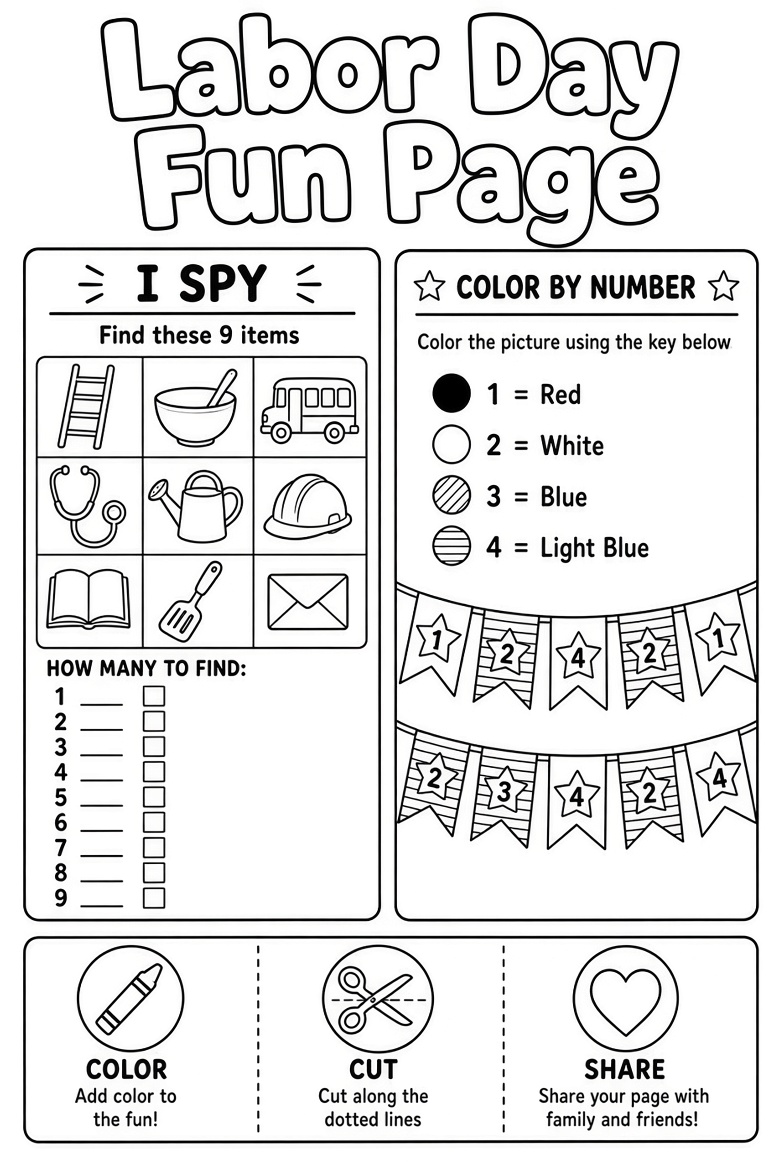 Free Printable Labor Day Crafts for Kids Easy PDFs (2)
