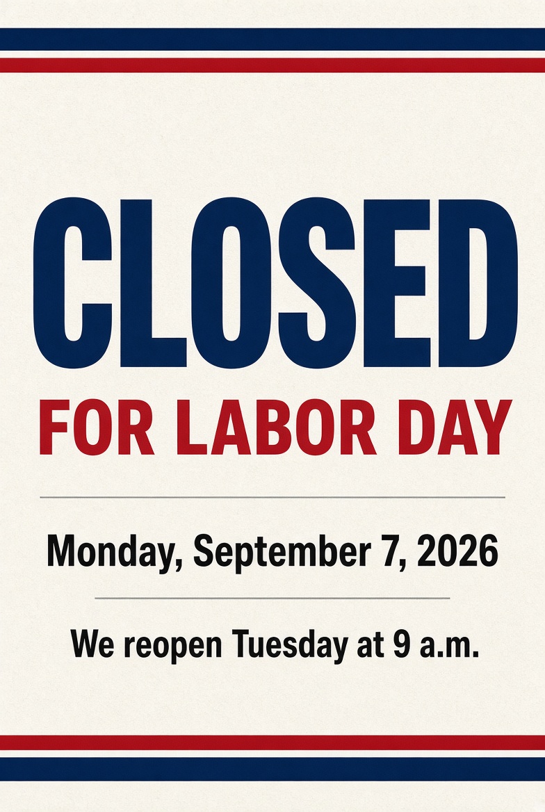 Free Printable Labor Day Sign 2026 Closed Sign PDFs 1 Free Printable Labor Day Sign 2026 Closed Sign PDFs (1)