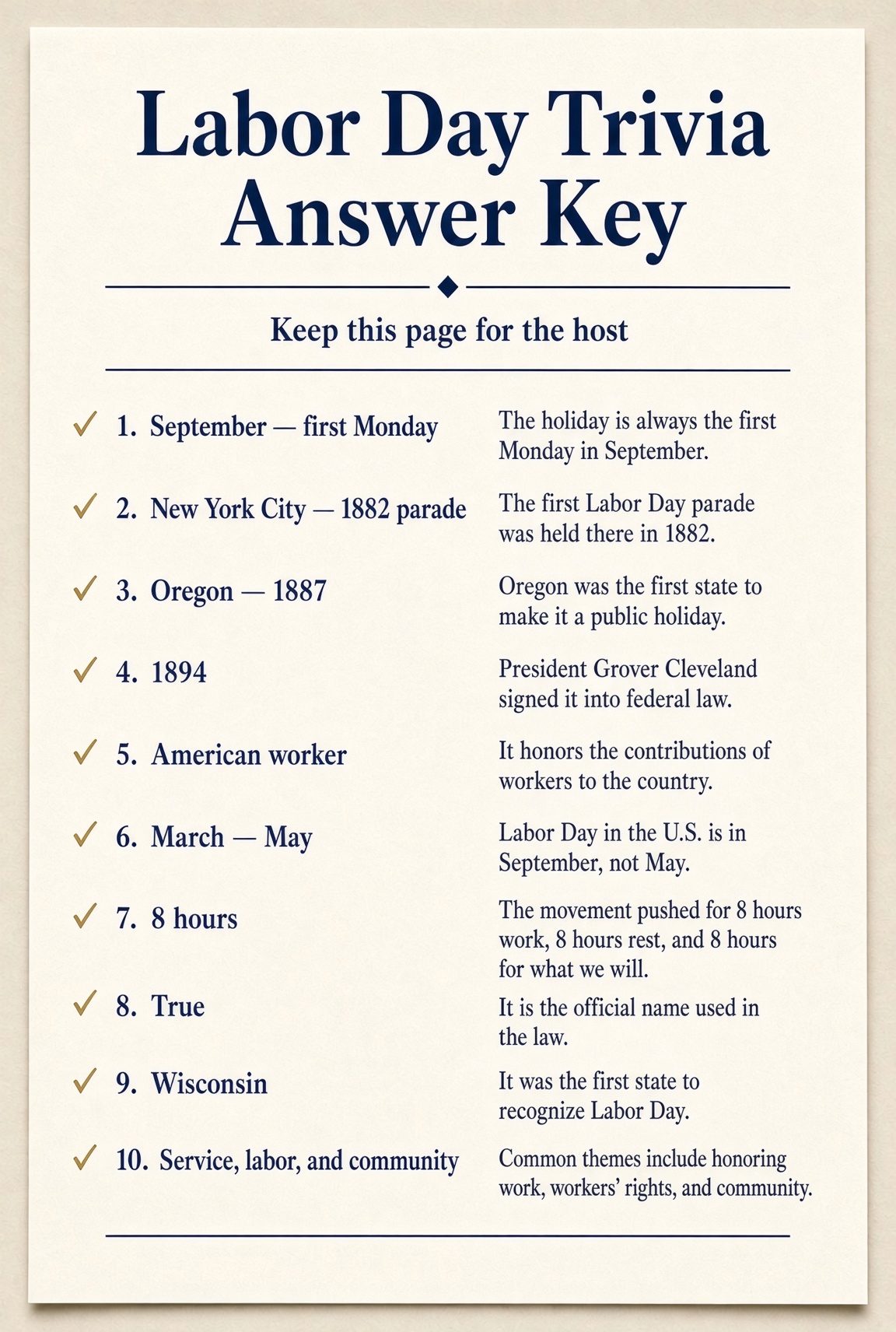Free Printable Labor Day Trivia With Answers (2028)