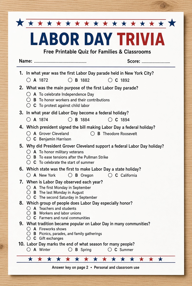 Free Printable Labor Day Trivia and Answers 1 Free Printable Labor Day Trivia and Answers (1)