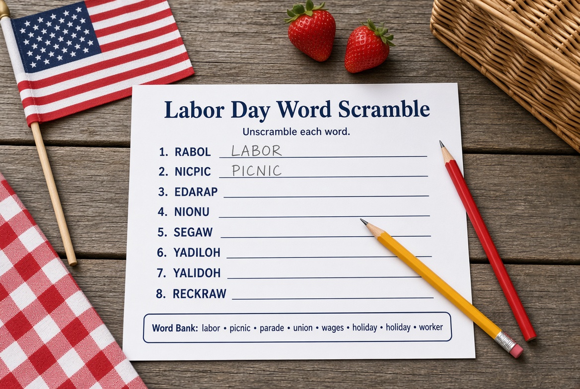 Free Printable Labor Day Word Scramble With Answers (3)