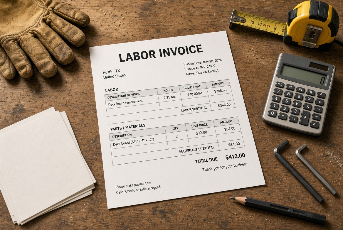 Free Printable Labor Invoice Templates USA 3 Free Printable Labor Invoice Templates (USA) (3)