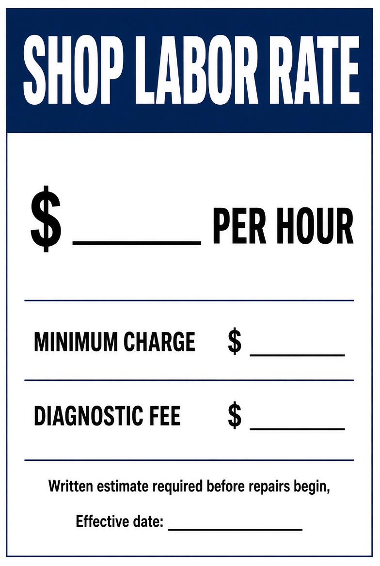 Free Printable Labor Rate Sign U.S. Shop Guide 1 Free Printable Labor Rate Sign U.S. Shop Guide (1)