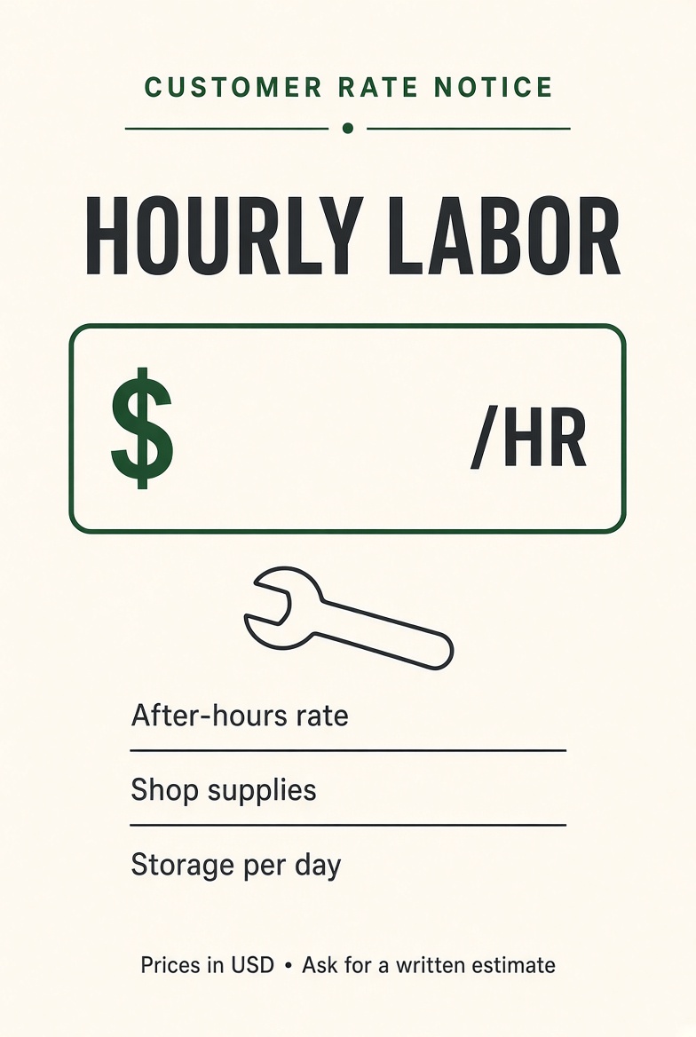 Free Printable Labor Rate Sign U.S. Shop Guide 3 Free Printable Labor Rate Sign U.S. Shop Guide (3)