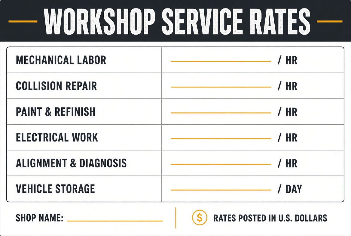 Free Printable Labor Rate Sign U.S. Shop Guide 4 Free Printable Labor Rate Sign U.S. Shop Guide (4)