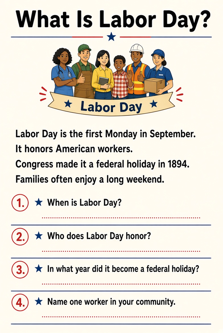 Labor Day Worksheets Free Printable for Kids (USA) (1)