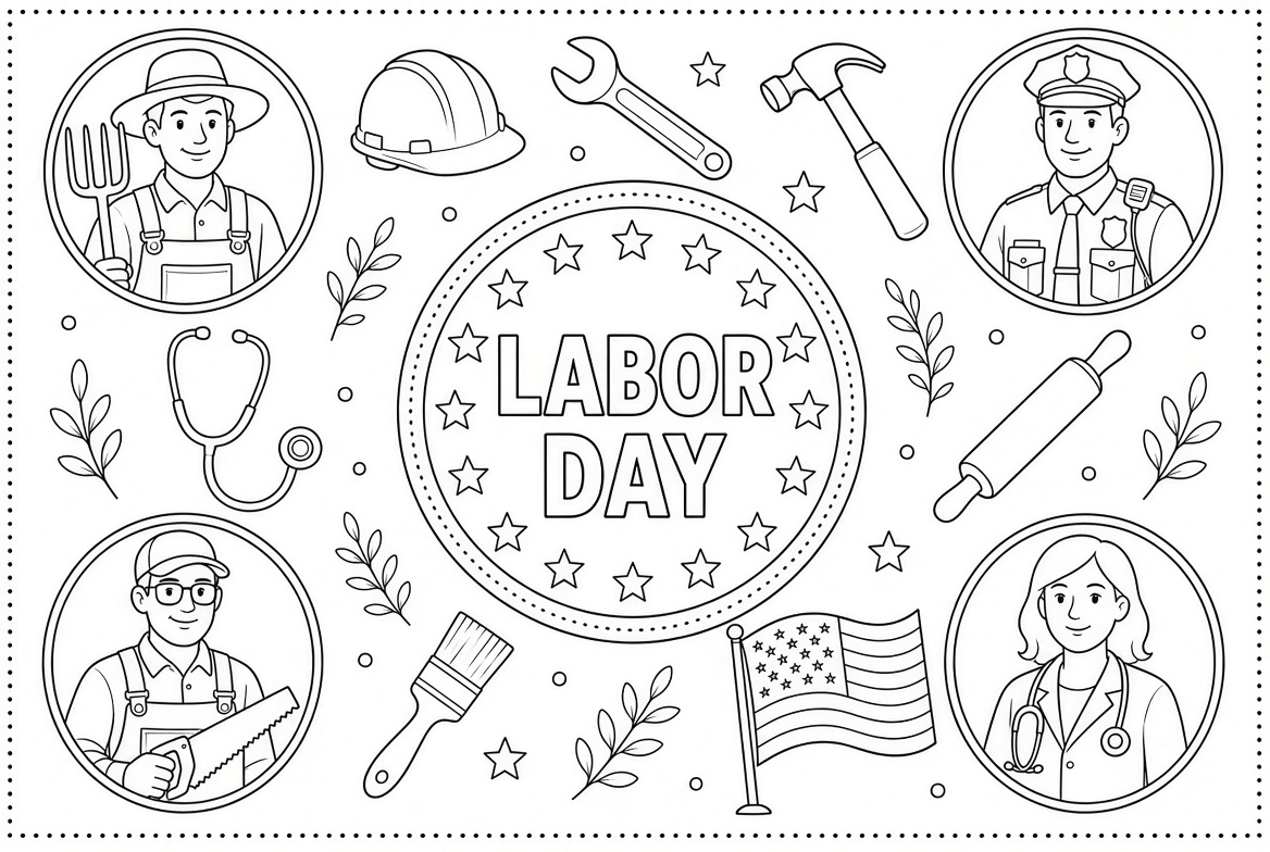 Printable Labor Day Coloring Pages Free PDFs (1)