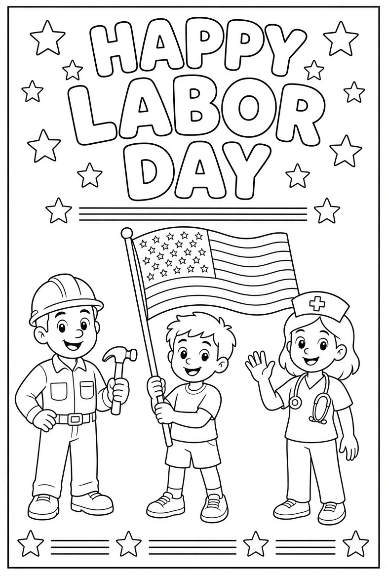 Printable Labor Day Coloring Pages Free PDFs (3)