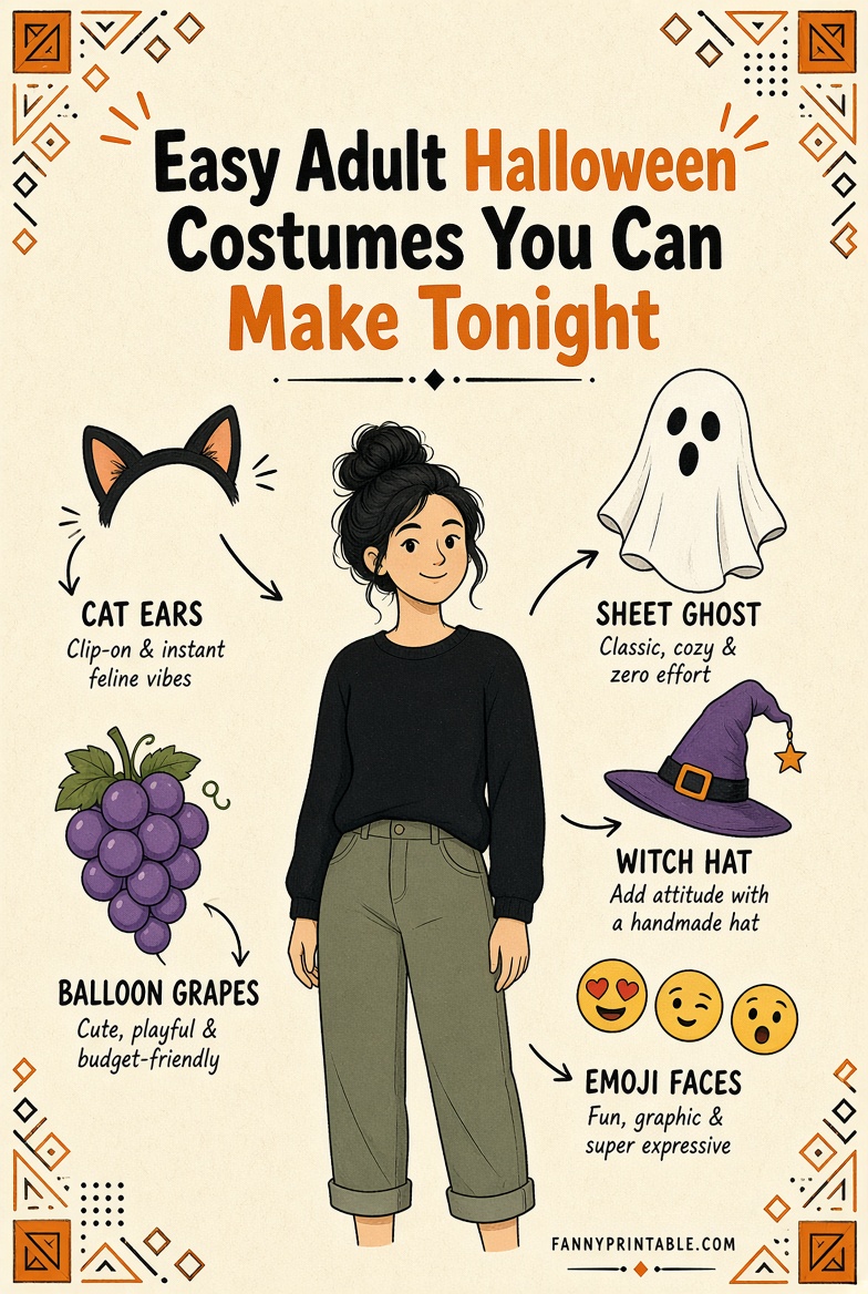 Easy Adult Halloween Costumes & Free Printables