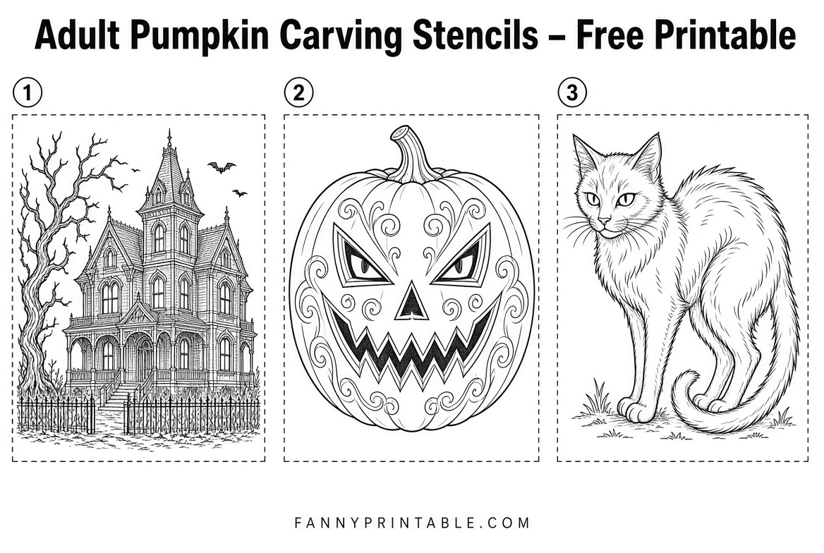 Free Adult Pumpkin Carving Stencils Printable (2)