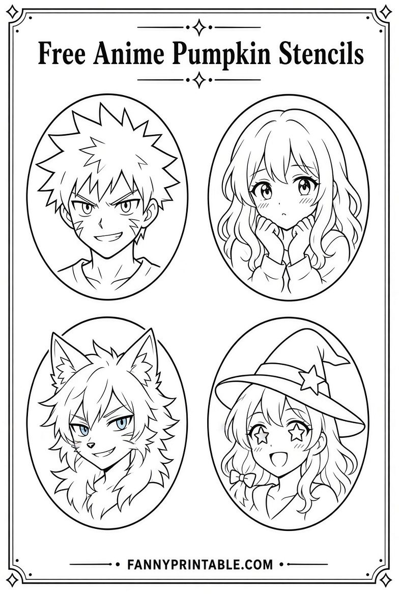 Free Anime Pumpkin Stencils Printable for Halloween 4 Free Anime Pumpkin Stencils Printable for Halloween (4)