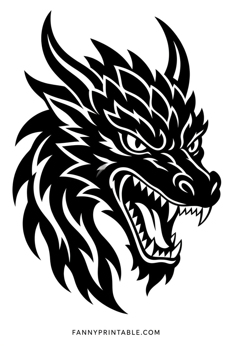 Free Dragon Pumpkin Stencils Printable (2)