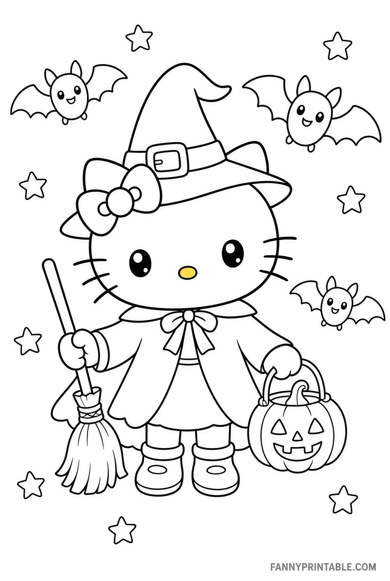 Free Hello Kitty Halloween Coloring Pages