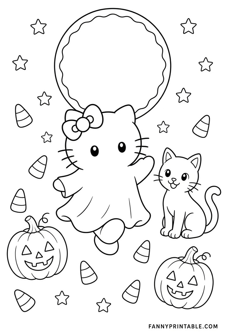 Free Hello Kitty Halloween Coloring Pages