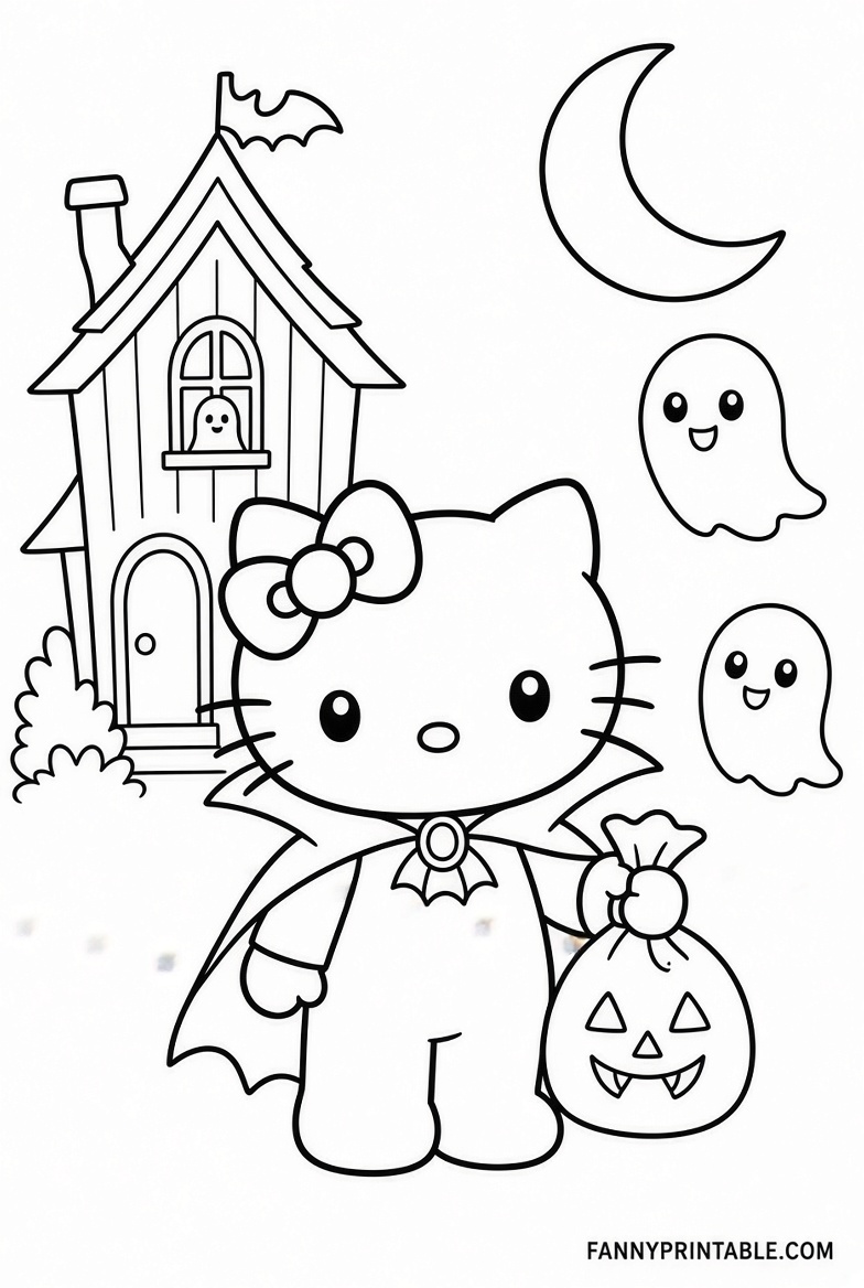 Free Hello Kitty Halloween Coloring Pages