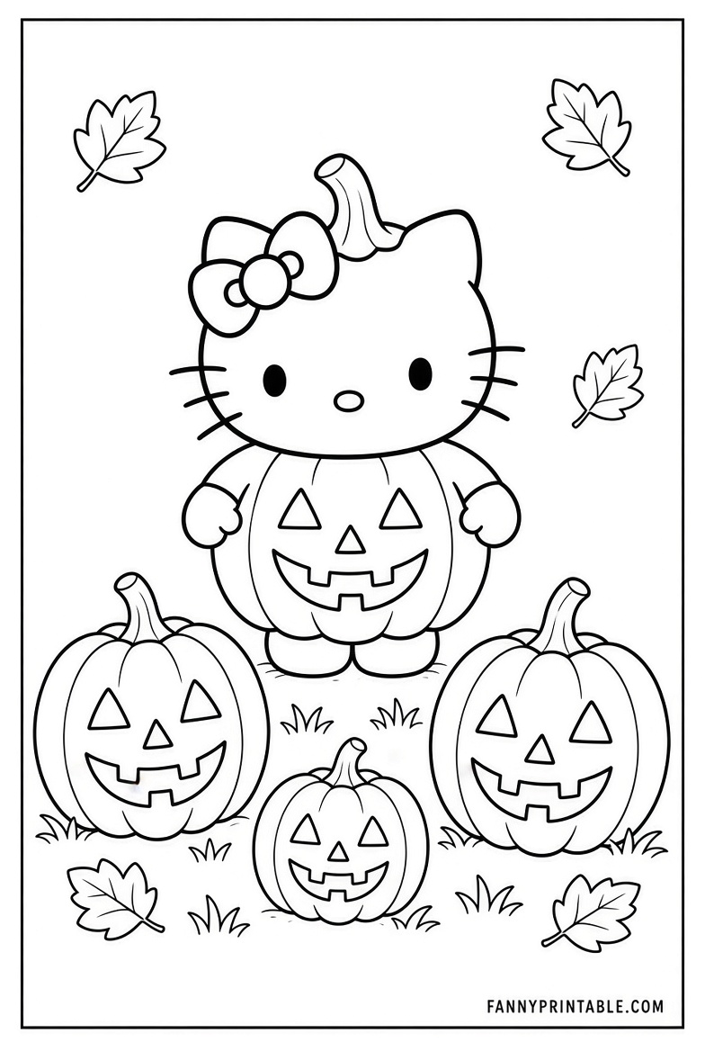Free Hello Kitty Halloween Coloring Pages