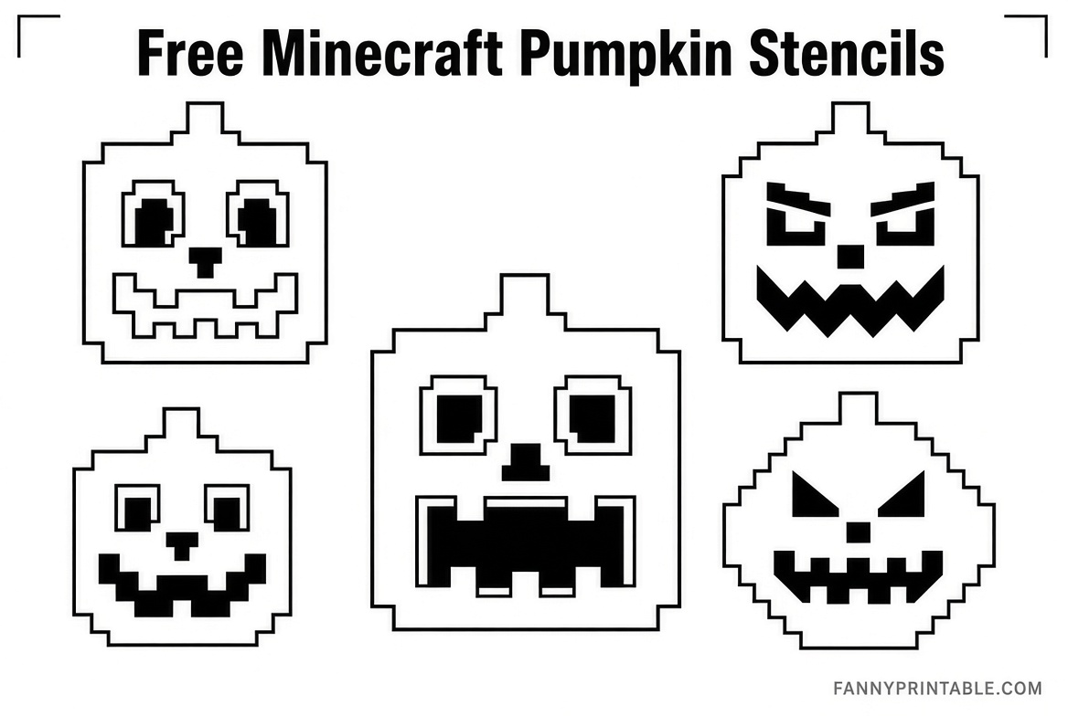 Free Minecraft Pumpkin Stencils Printable (2)