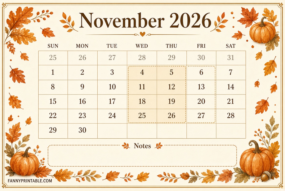 Free November 2026 Calendar Printable Guide 3 Free November 2026 Calendar Printable Guide