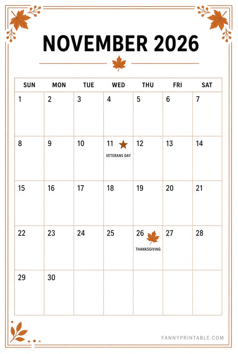 Free November 2026 Planner Printable Guide 1 Free November 2026 Planner Printable Guide