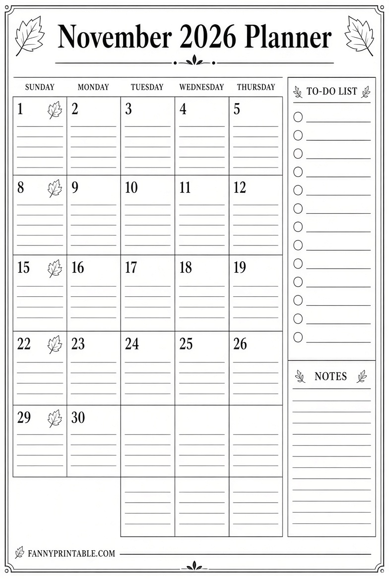 Free November 2026 Planner Printable Guide 2 Free November 2026 Planner Printable Guide