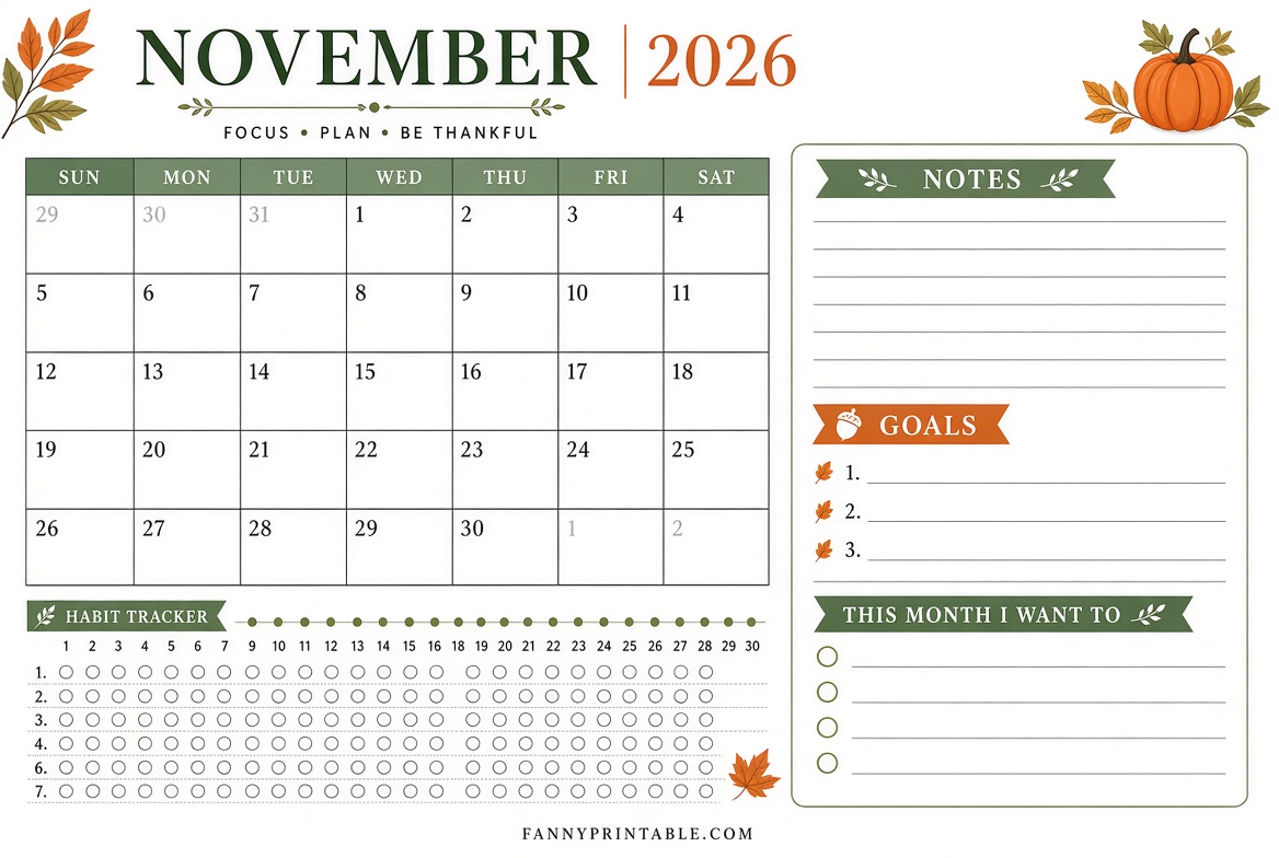 Free November 2026 Planner Printable Guide 3 Free November 2026 Planner Printable Guide