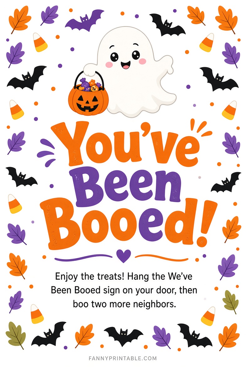 Free Printable You've Been Booed Sign for Halloween