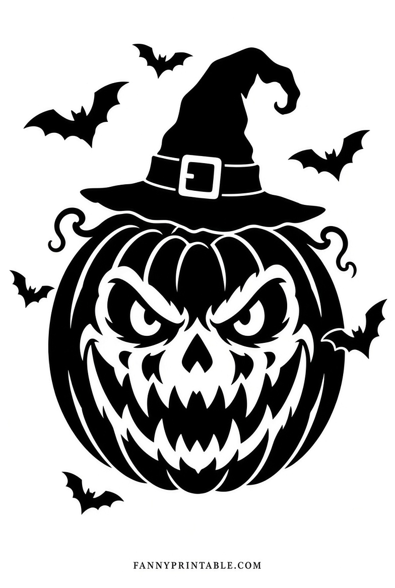 Free Scary Halloween Pumpkin Stencils Printable (1)