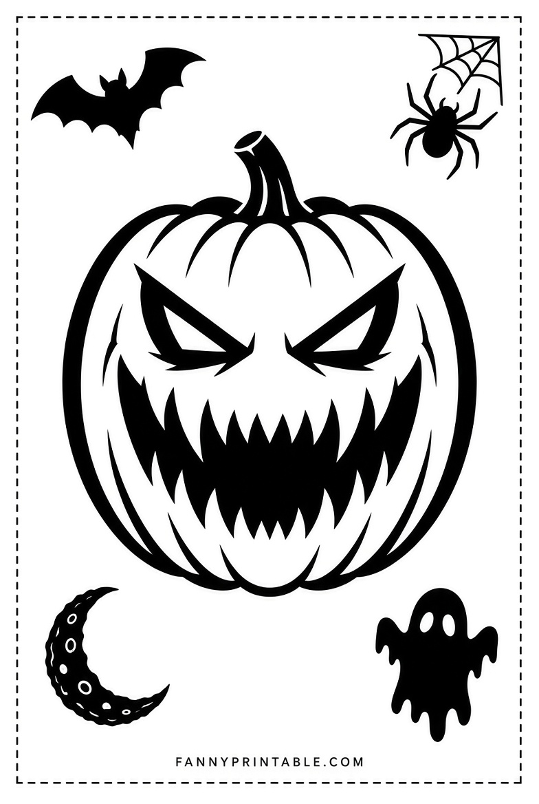 Free Scary Halloween Pumpkin Stencils Printable (4)