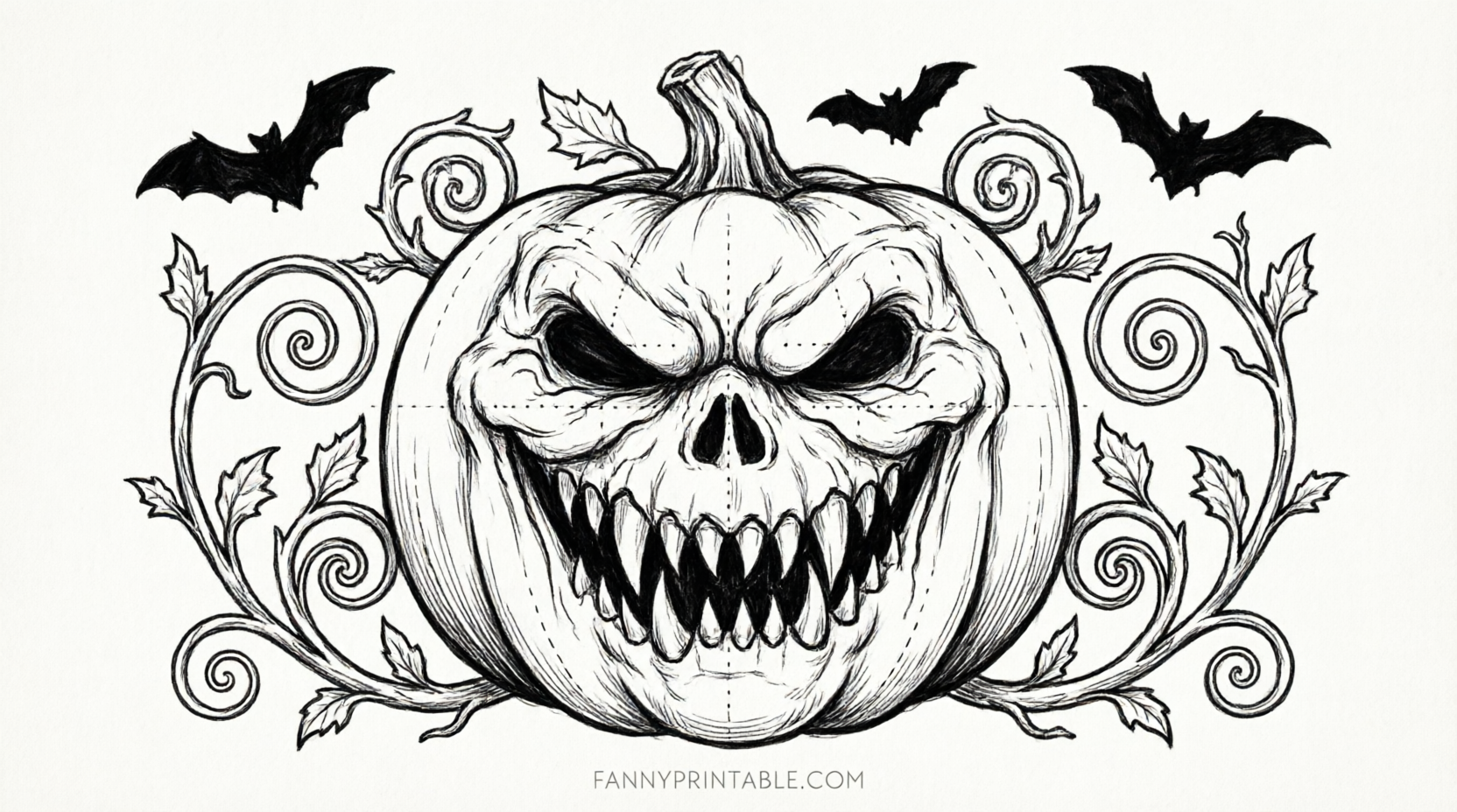 Free Scary Pumpkin Carving Stencils Printable (4)