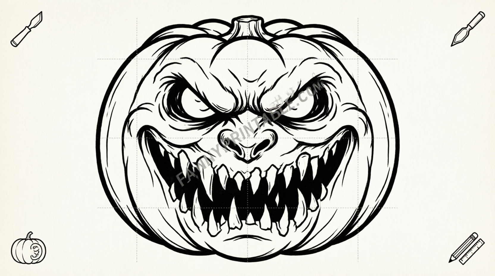 Free Scary Pumpkin Stencils PDF Printables (3)
