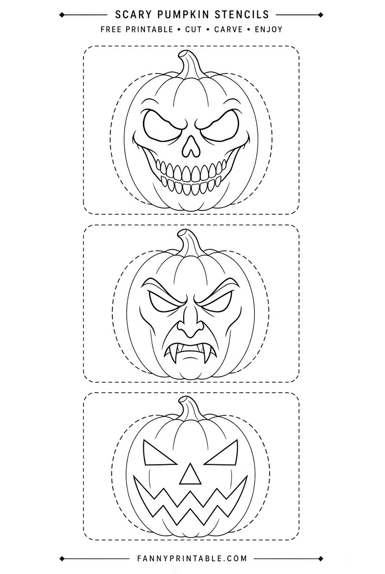 Free Scary Pumpkin Stencils Printable (5)