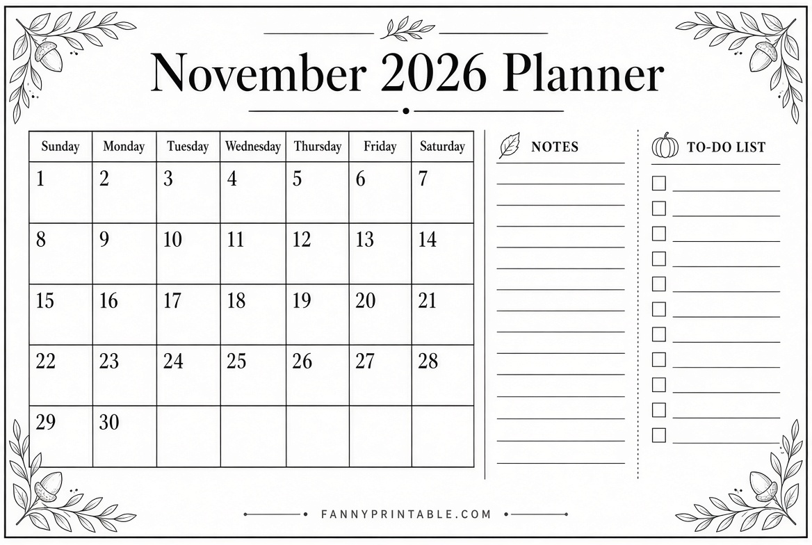 Free Sept Nov 2026 Printable Calendars 1