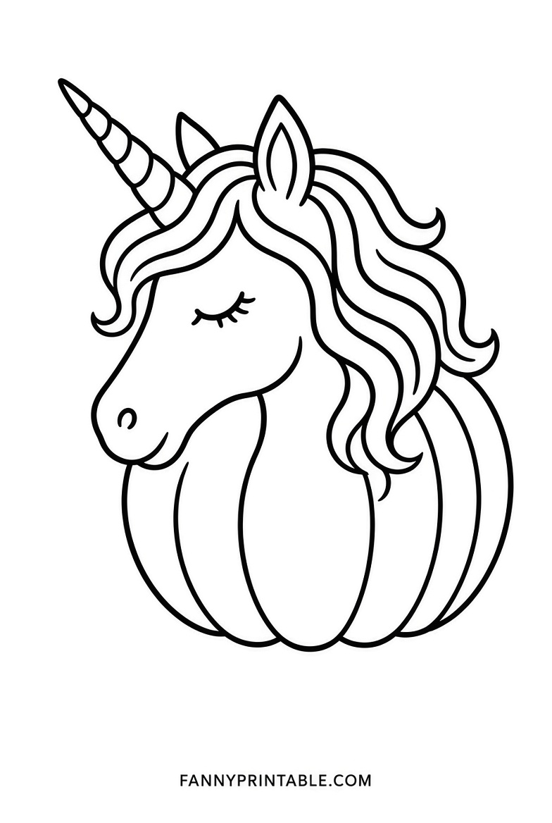 Free Unicorn Pumpkin Stencils Printable (Easy) (1)