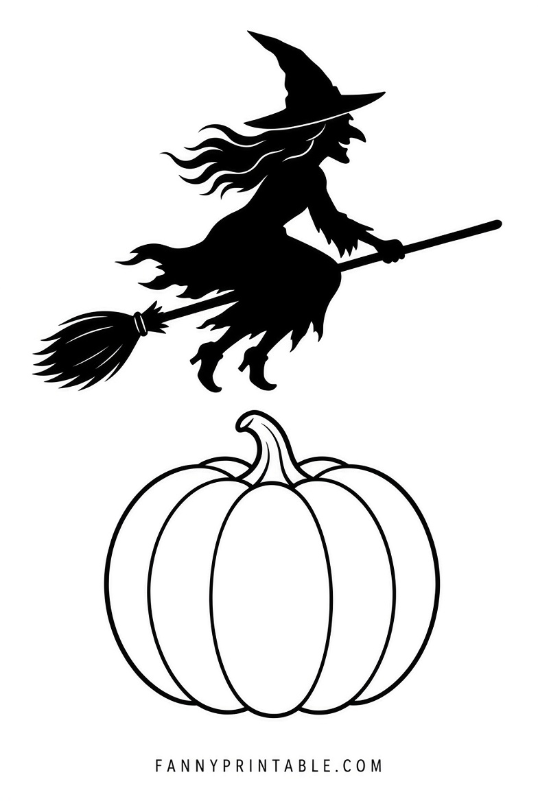 Free Witch Pumpkin Stencils Printable (1)