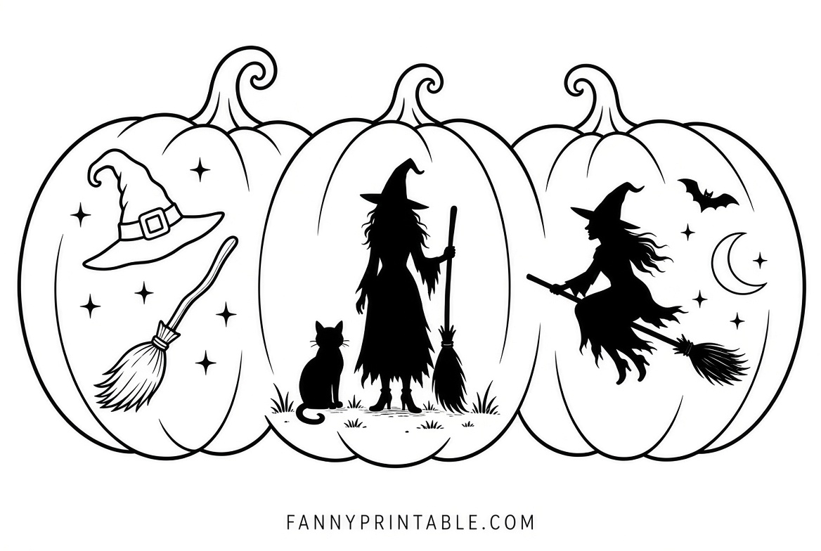 Free Witch Pumpkin Stencils Printable (2)