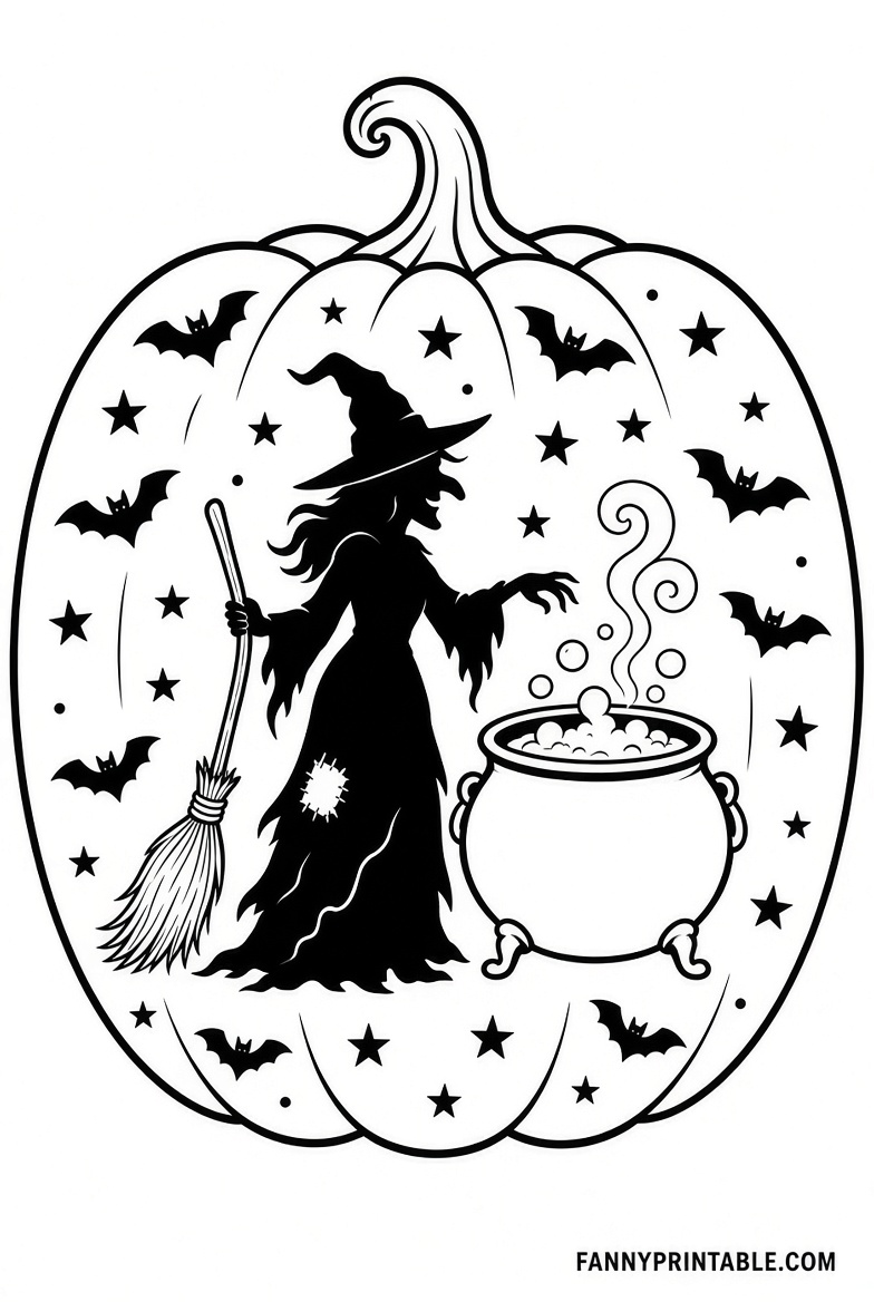 Free Witch Pumpkin Stencils Printable (3)