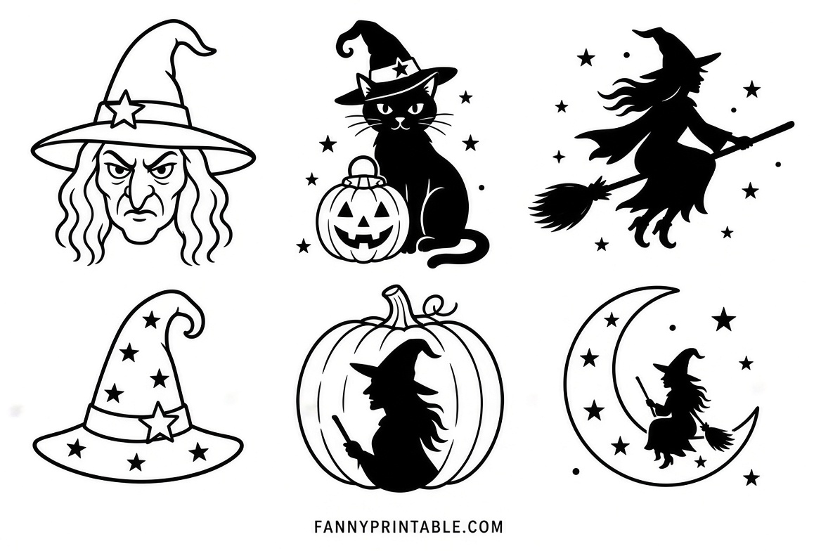 Free Witch Pumpkin Stencils Printable (4)