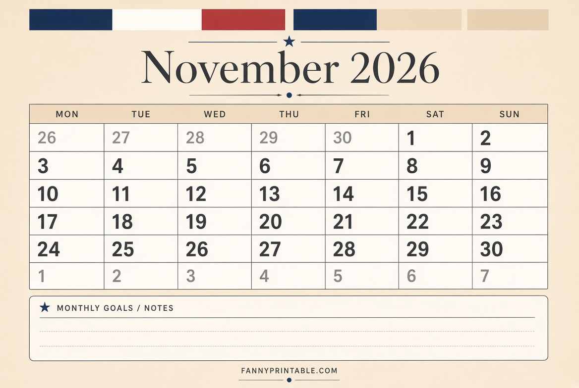 November 2026 Printable Calendar UK Free Download 1 November 2026 Printable Calendar UK Free Download