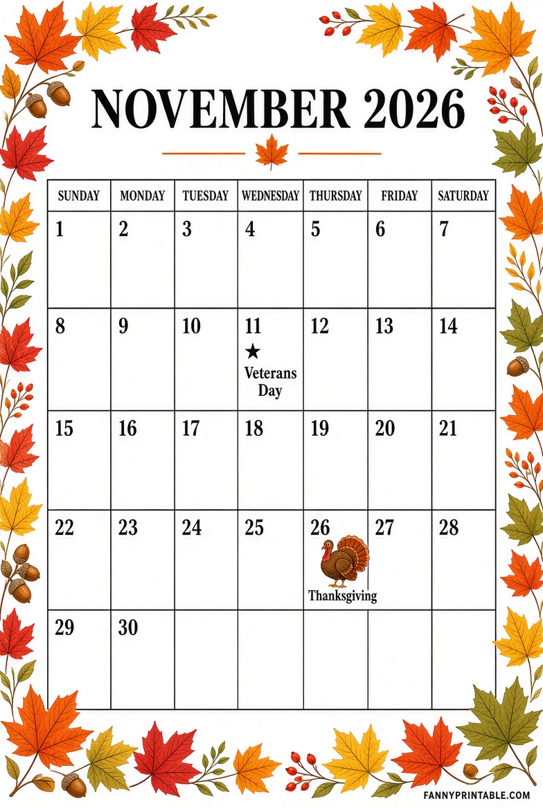 November 2026 Printable Calendar Wiki 1 November 2026 Printable Calendar Wiki