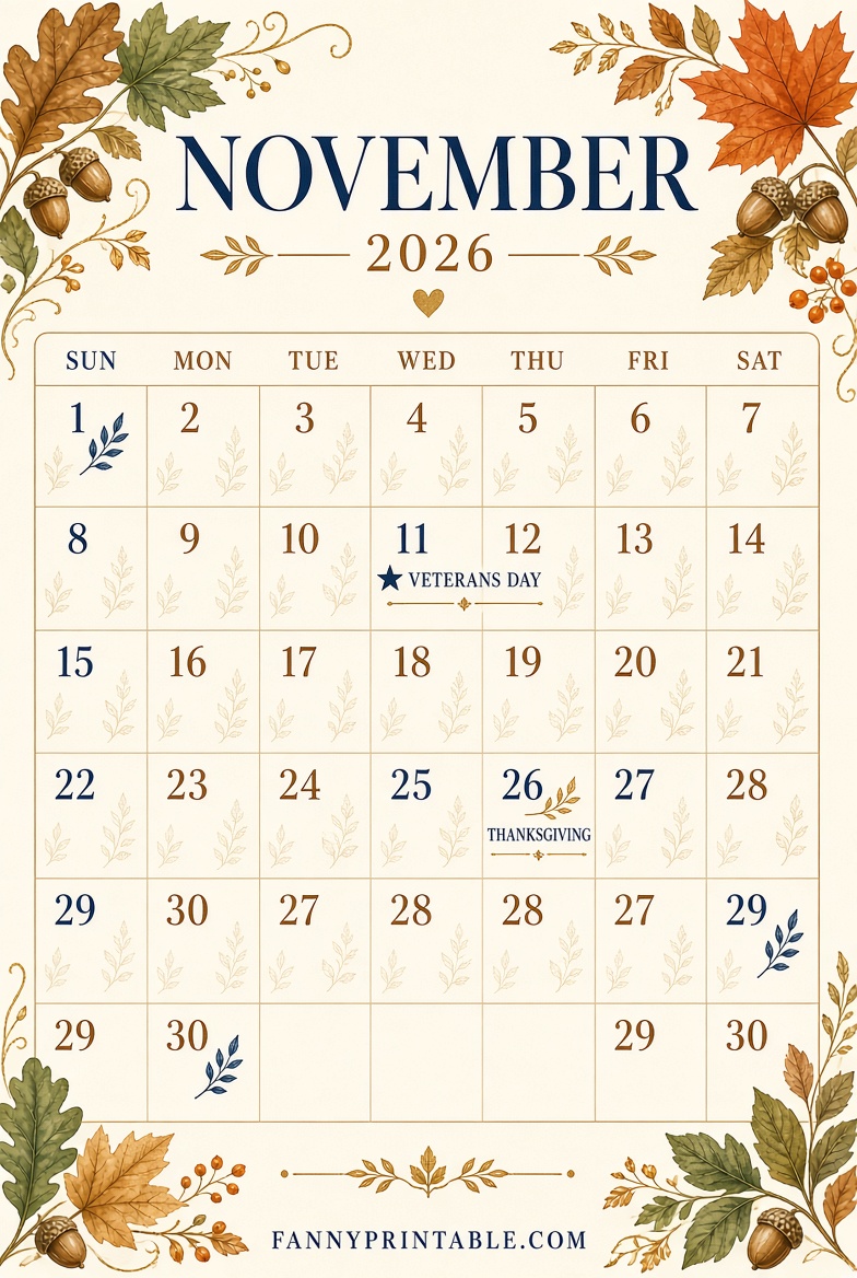 November 2026 Printable Calendar Wiki 4 November 2026 Printable Calendar Wiki